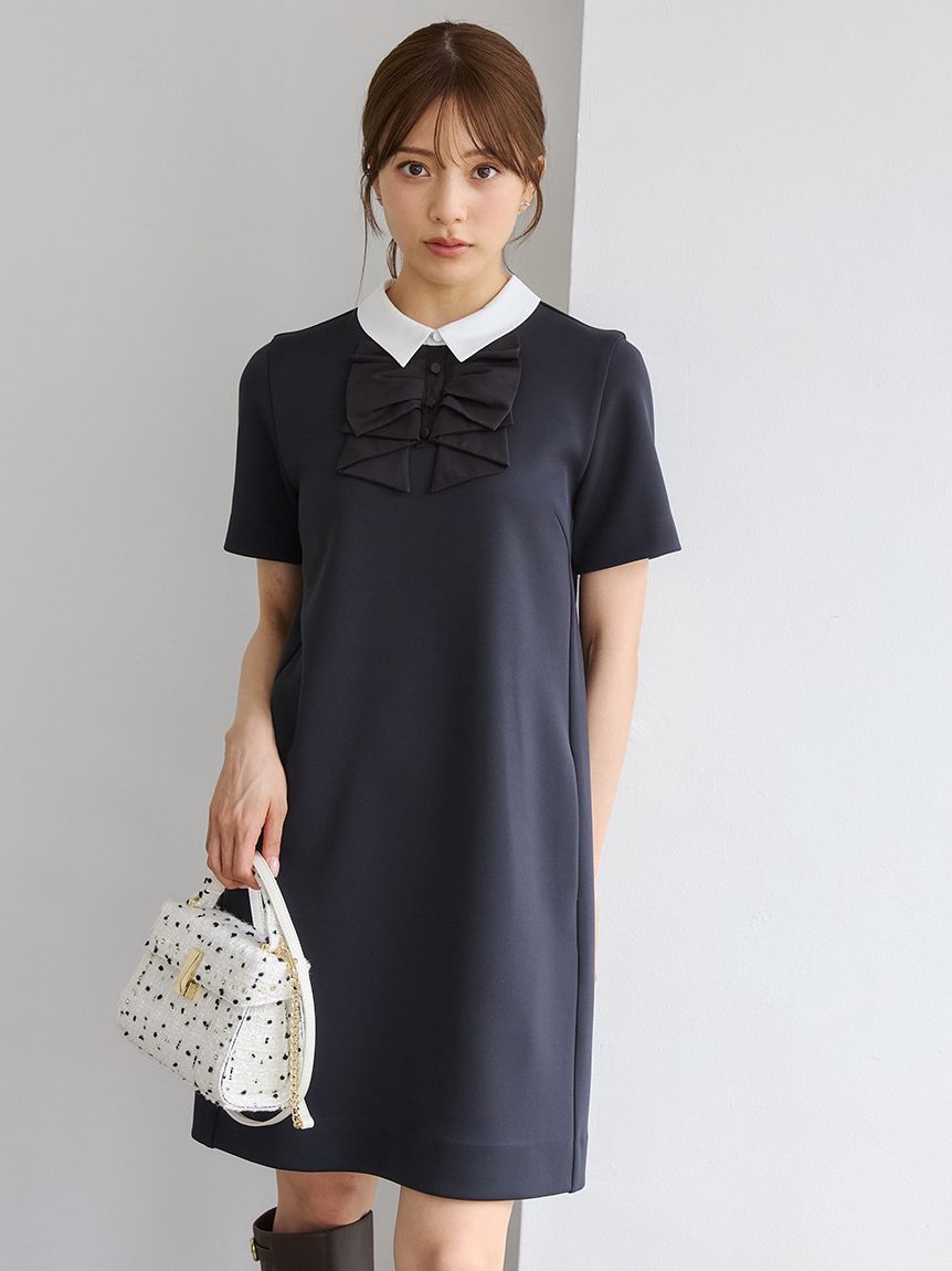 洗える】リボンモチーフミニワンピース(ミニワンピース)｜DRESS