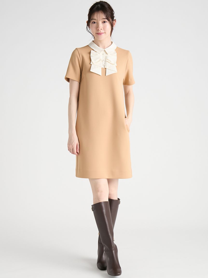 洗える】リボンモチーフミニワンピース(ミニワンピース)｜DRESS
