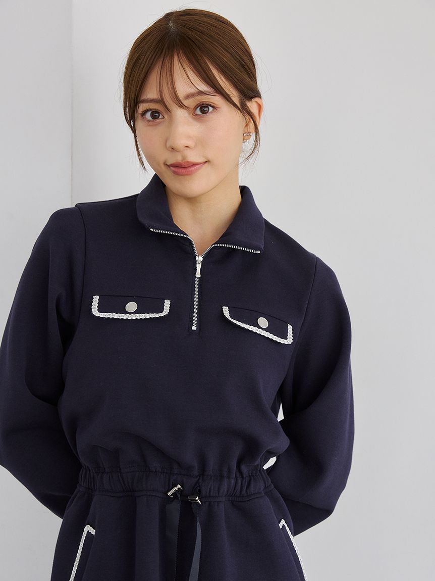 ハーフジップポンチミニワンピース(デイリーワンピース)｜DRESS