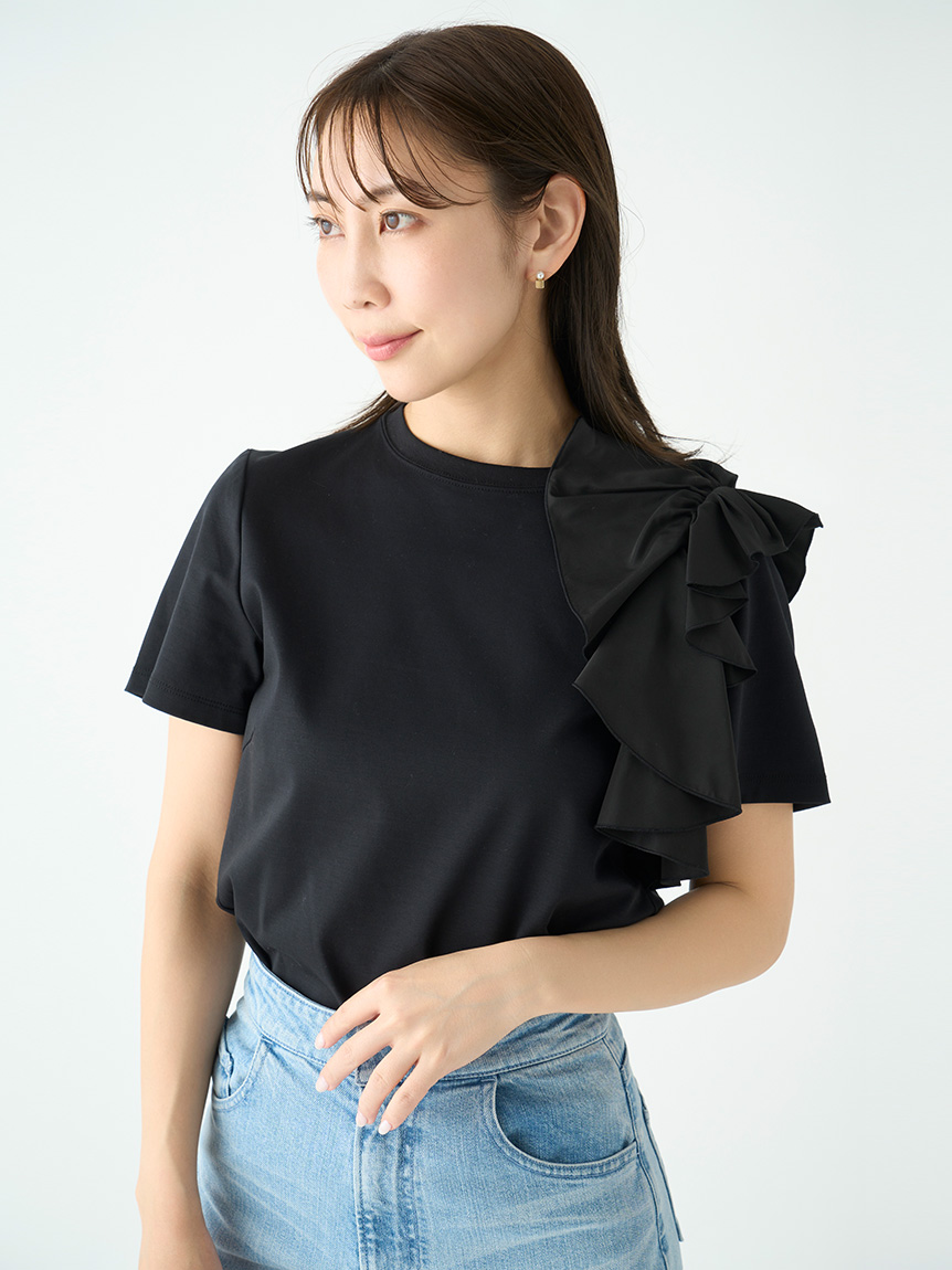 アシンメトリーフリルカットソー(カットソー)｜TOPS（トップス