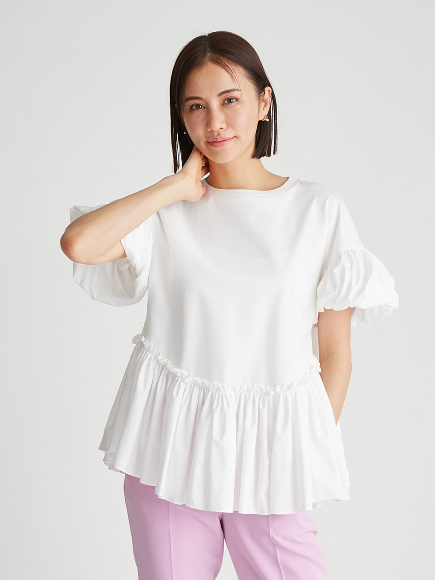 ラウンドヘムフリルカットソー(カットソー)｜TOPS（トップス