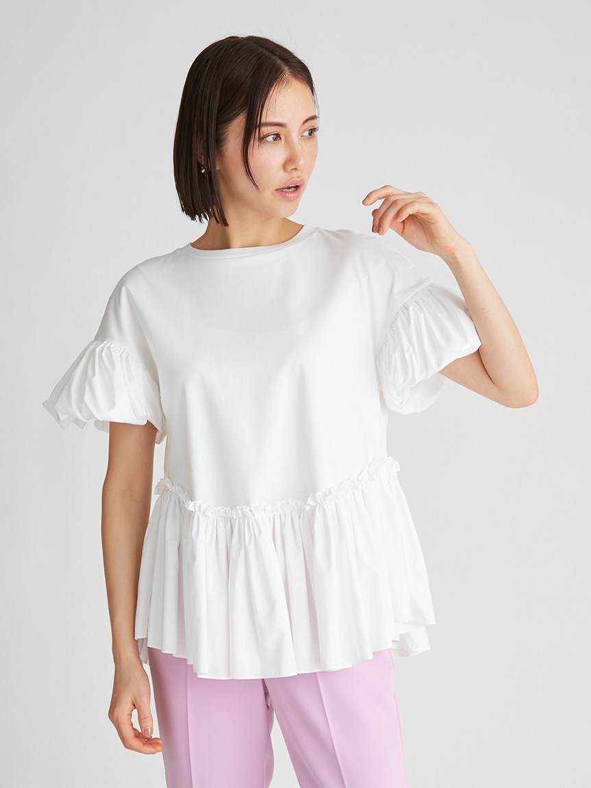 ラウンドヘムフリルカットソー(カットソー)｜TOPS（トップス