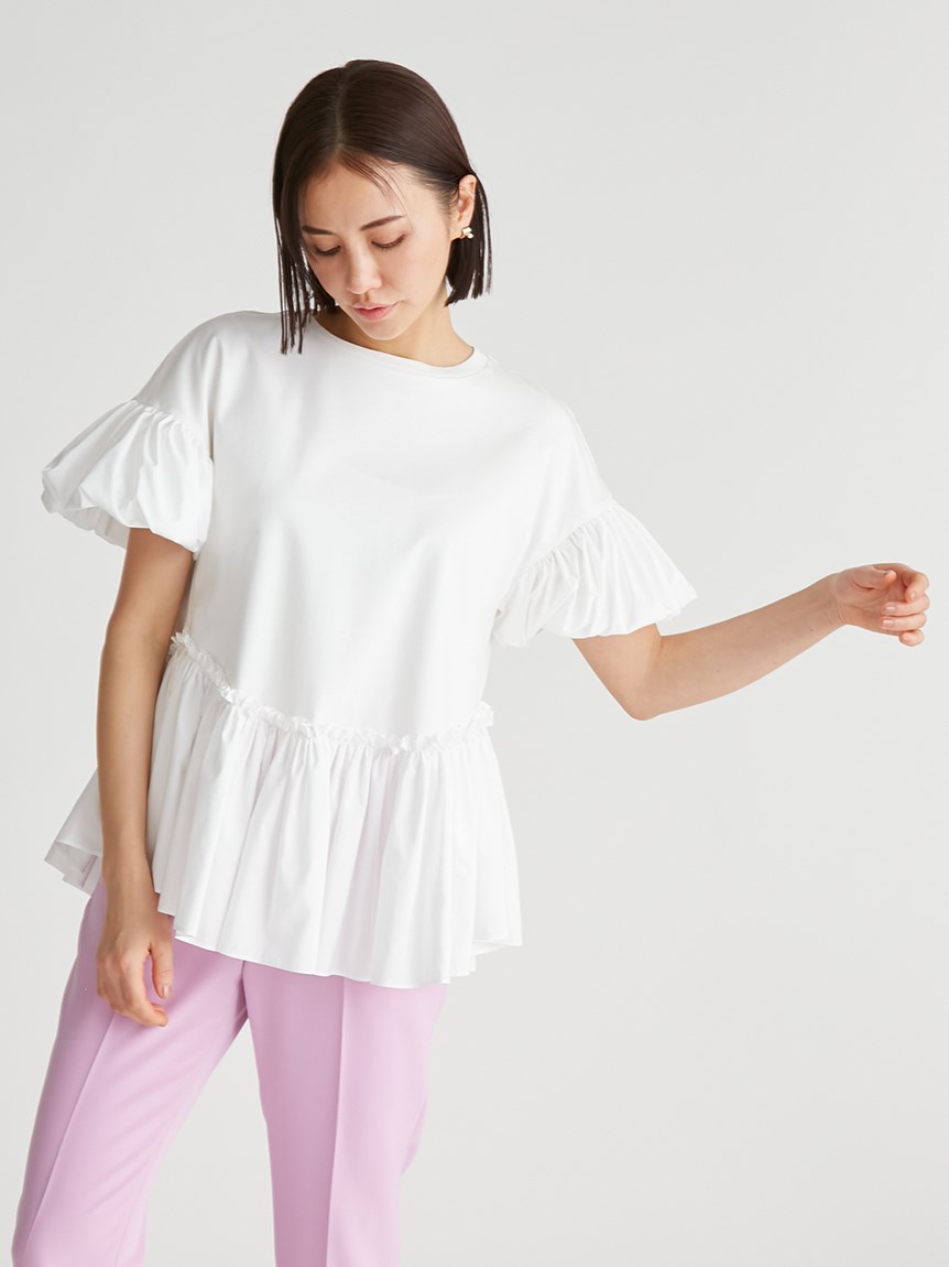 ラウンドヘムフリルカットソー(カットソー)｜TOPS（トップス