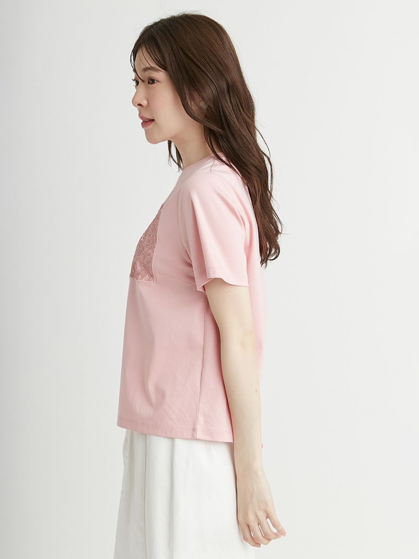レースロゴプリントTシャツ(カットソー)｜TOPS（トップス