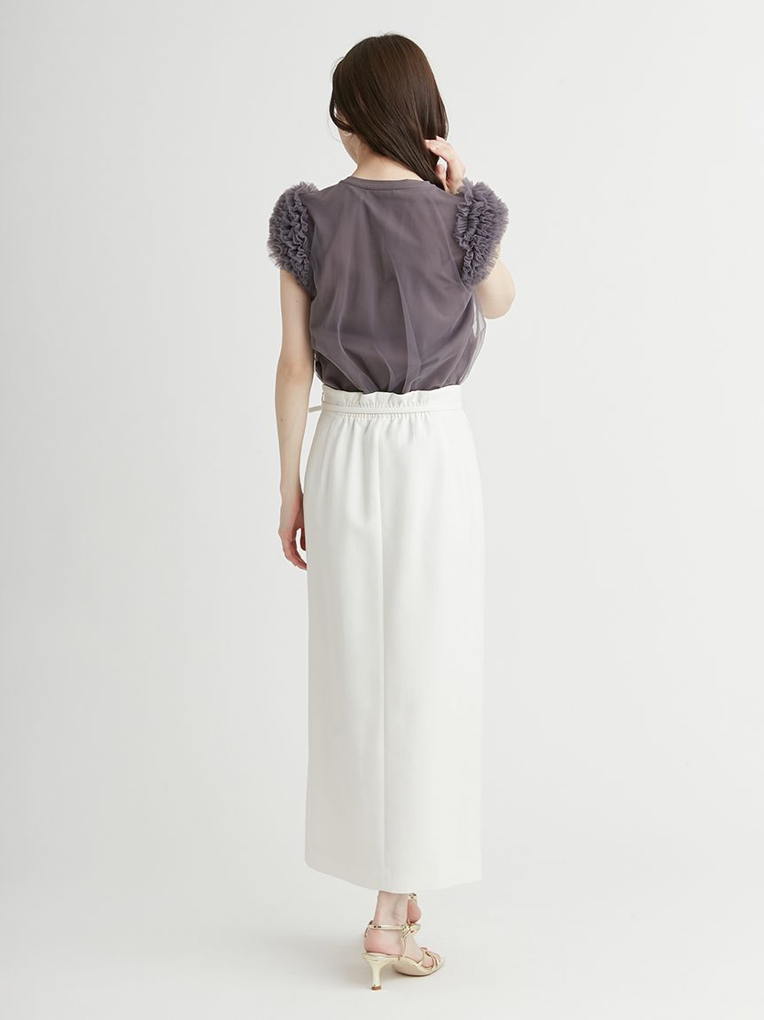 チュールスリーブレイヤードカットソー(カットソー)｜TOPS