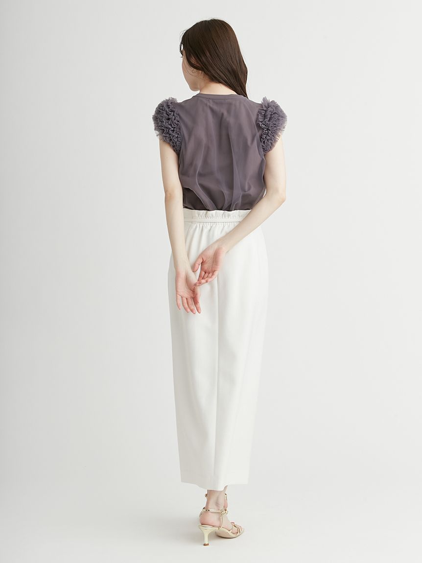 チュールスリーブレイヤードカットソー(カットソー)｜TOPS
