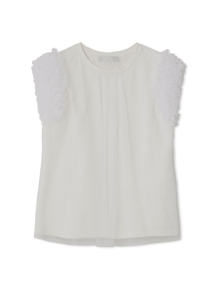チュールスリーブレイヤードカットソー(カットソー)｜TOPS