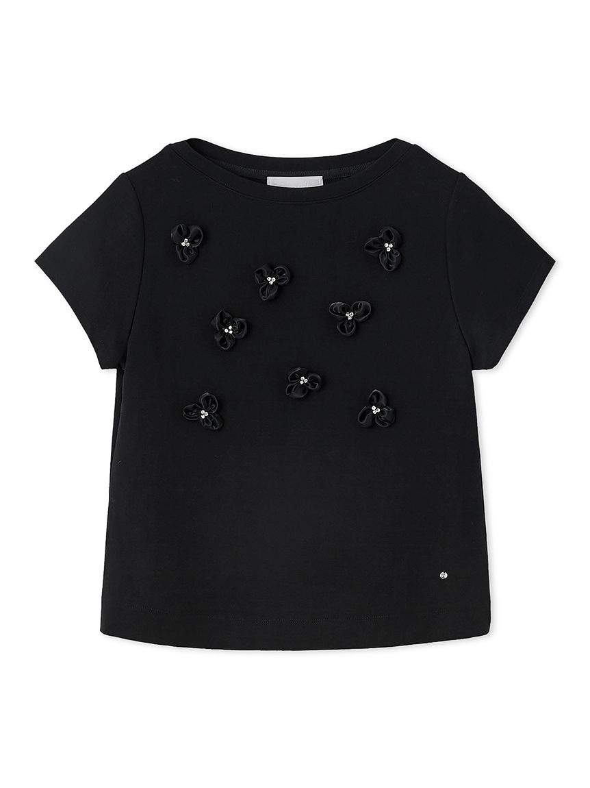 CELFORD（セルフォード）フラワーモチーフTシャツ ブラック フラワーモチーフTシャツ(カットソー)｜TOPS（トップス）｜CELFORD