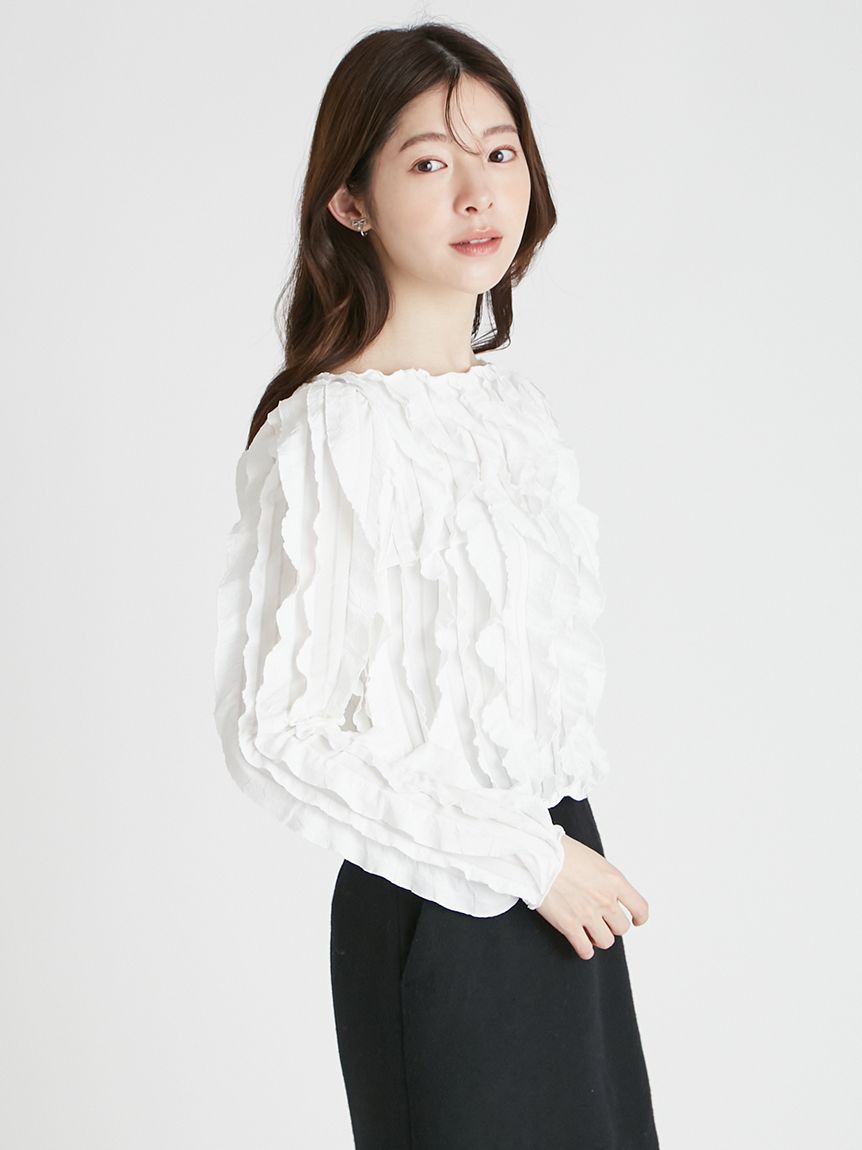 フリルジャガードカットトップス(ブラウス・シャツ)｜TOPS