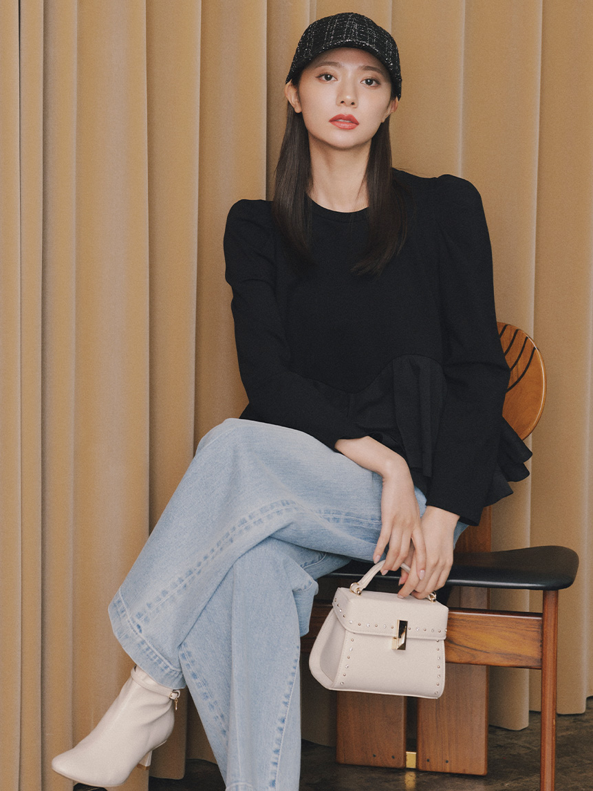 ペプラムドッキングカットトップス(カットソー)｜TOPS（トップス