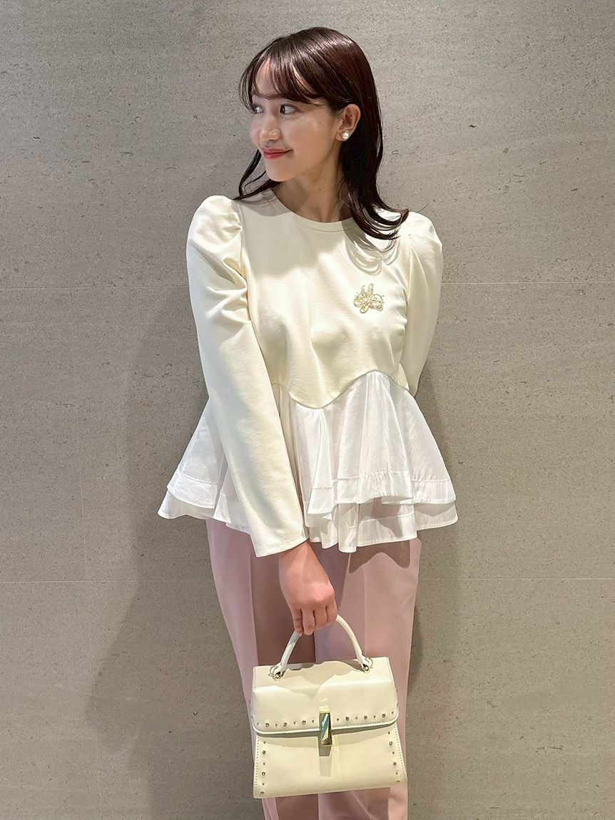 ペプラムドッキングカットトップス(カットソー)｜TOPS（トップス