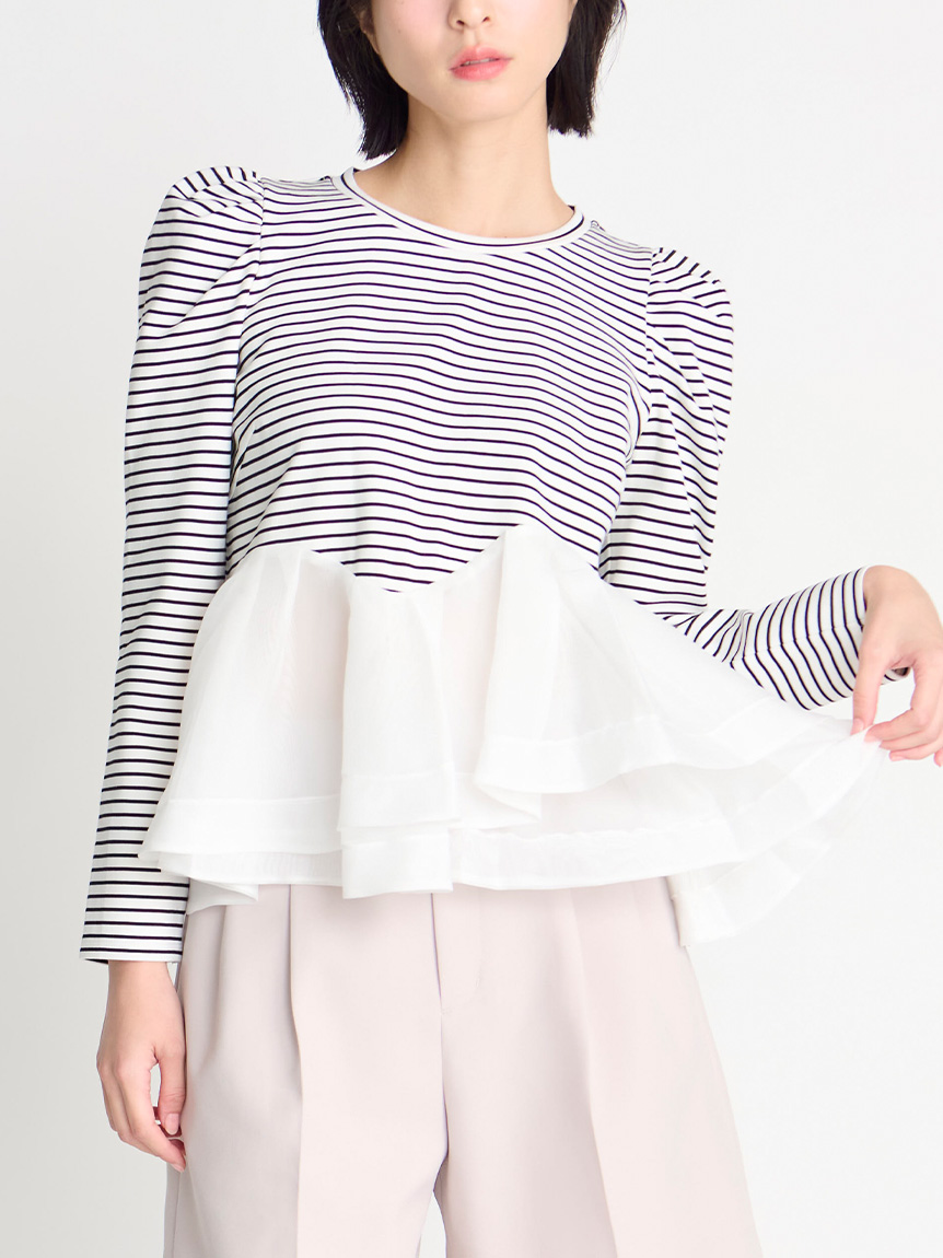 ペプラムドッキングカットトップス(カットソー)｜TOPS（トップス