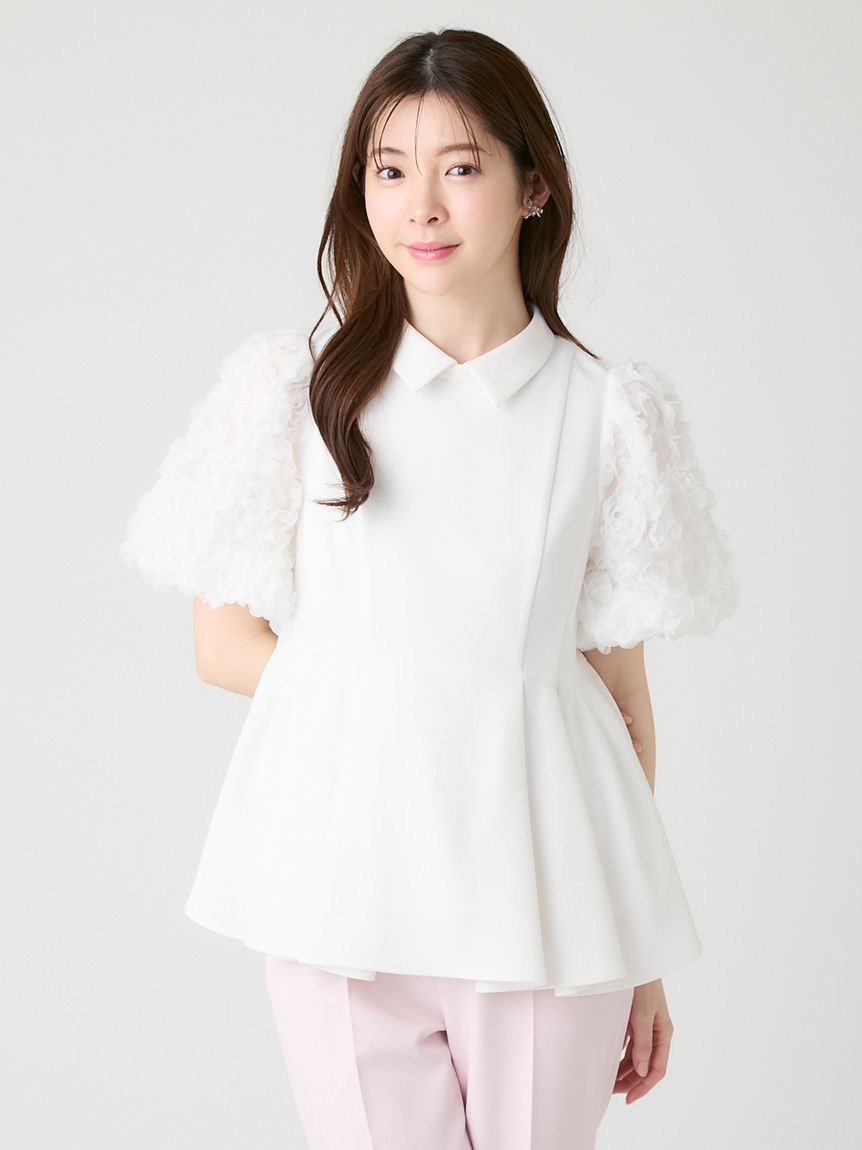 襟付きデザインスリーブブラウス(ブラウス・シャツ)｜TOPS（トップス