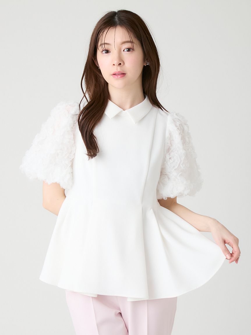 襟付きデザインスリーブブラウス(ブラウス・シャツ)｜TOPS（トップス