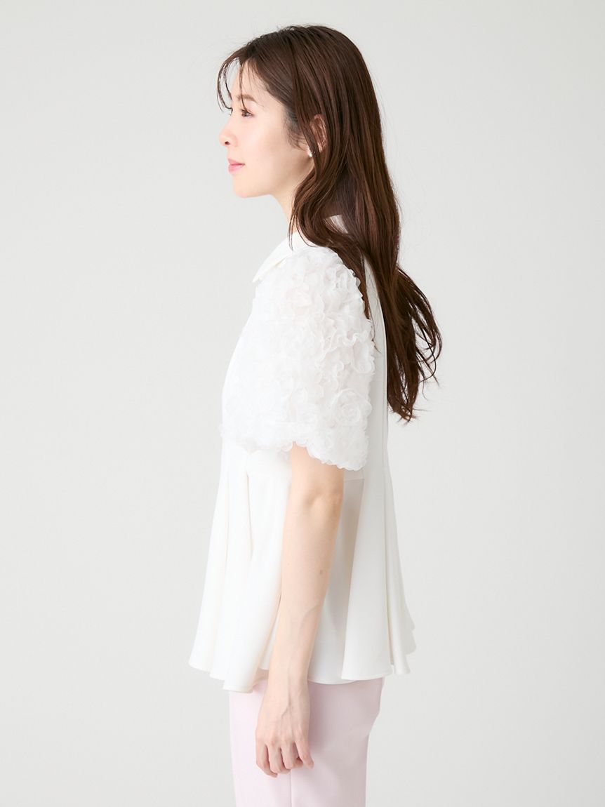 襟付きデザインスリーブブラウス(ブラウス・シャツ)｜TOPS（トップス