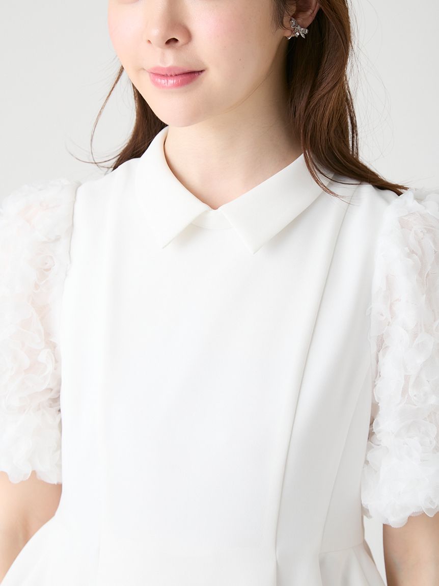 襟付きデザインスリーブブラウス(ブラウス・シャツ)｜TOPS（トップス