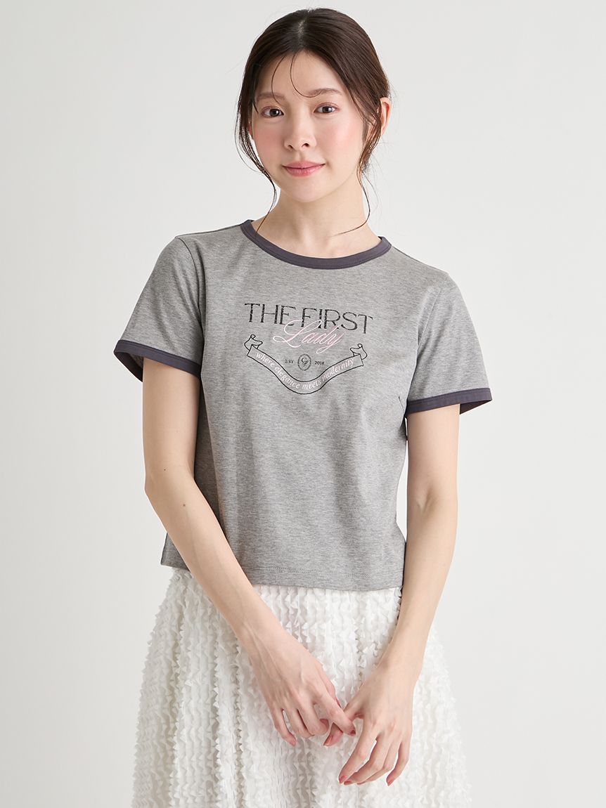 洗える】カレッジロゴリンガーTシャツ(カットソー)｜TOPS（トップス