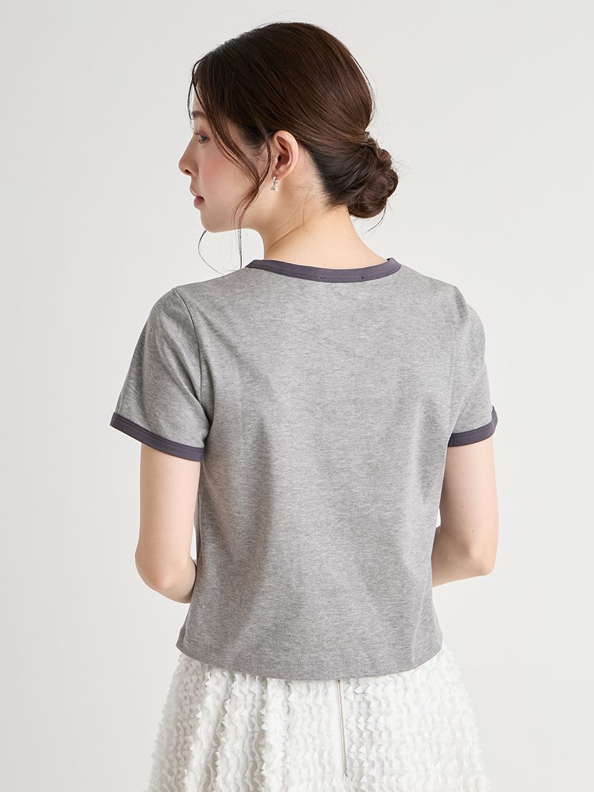 洗える】カレッジロゴリンガーTシャツ(カットソー)｜TOPS（トップス