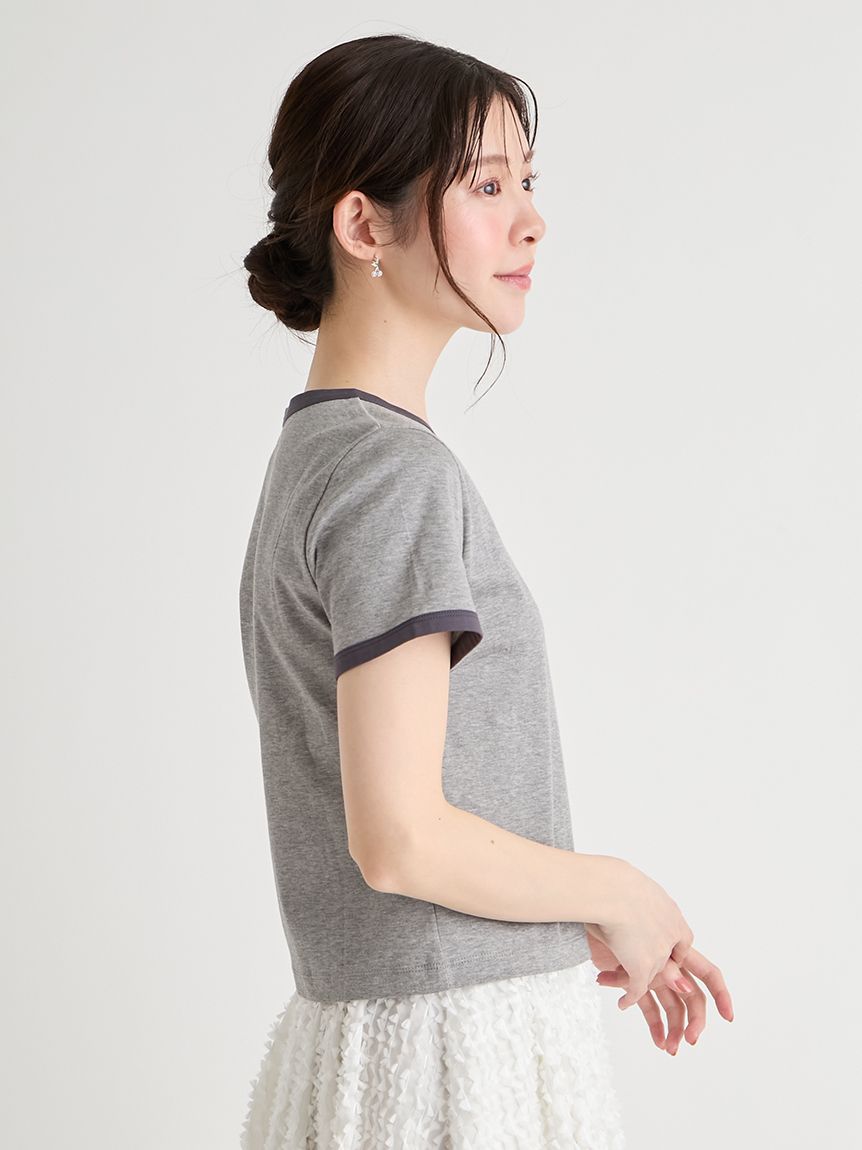 洗える】カレッジロゴリンガーTシャツ(カットソー)｜TOPS（トップス