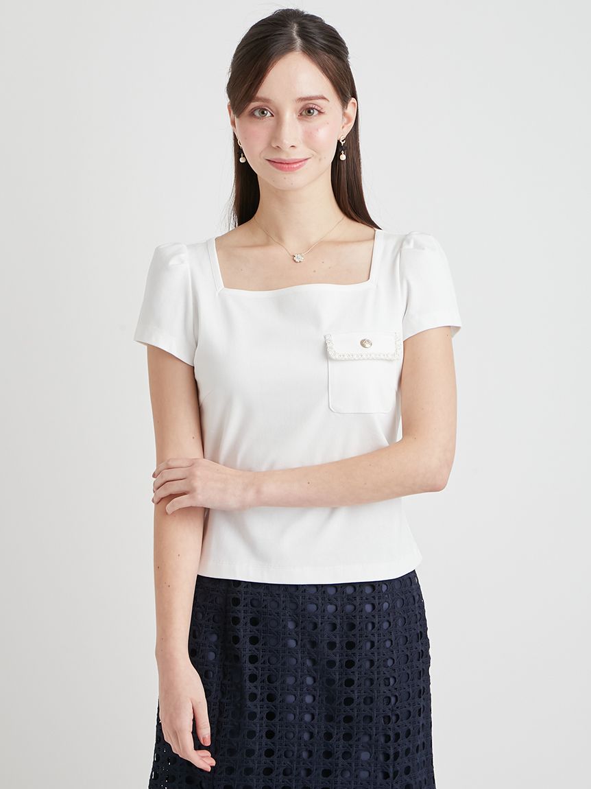 洗える】トリムポケットTシャツ(カットソー)｜TOPS（トップス
