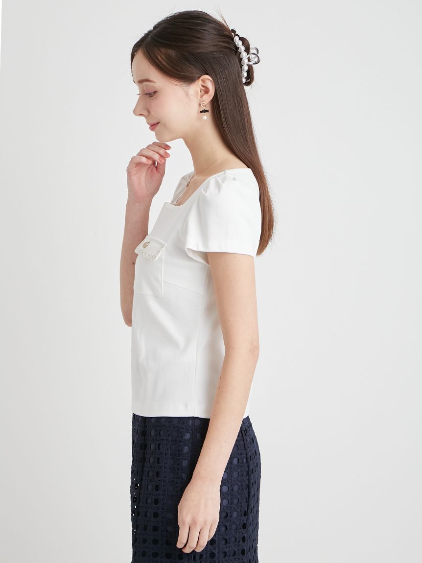 洗える】トリムポケットTシャツ(カットソー)｜TOPS（トップス