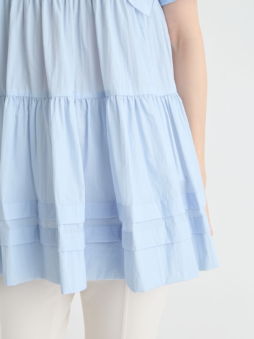 洗える】ショルダーフリルチュニックカットソー(カットソー)｜TOPS