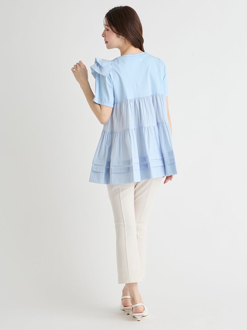 洗える】ショルダーフリルチュニックカットソー(カットソー)｜TOPS