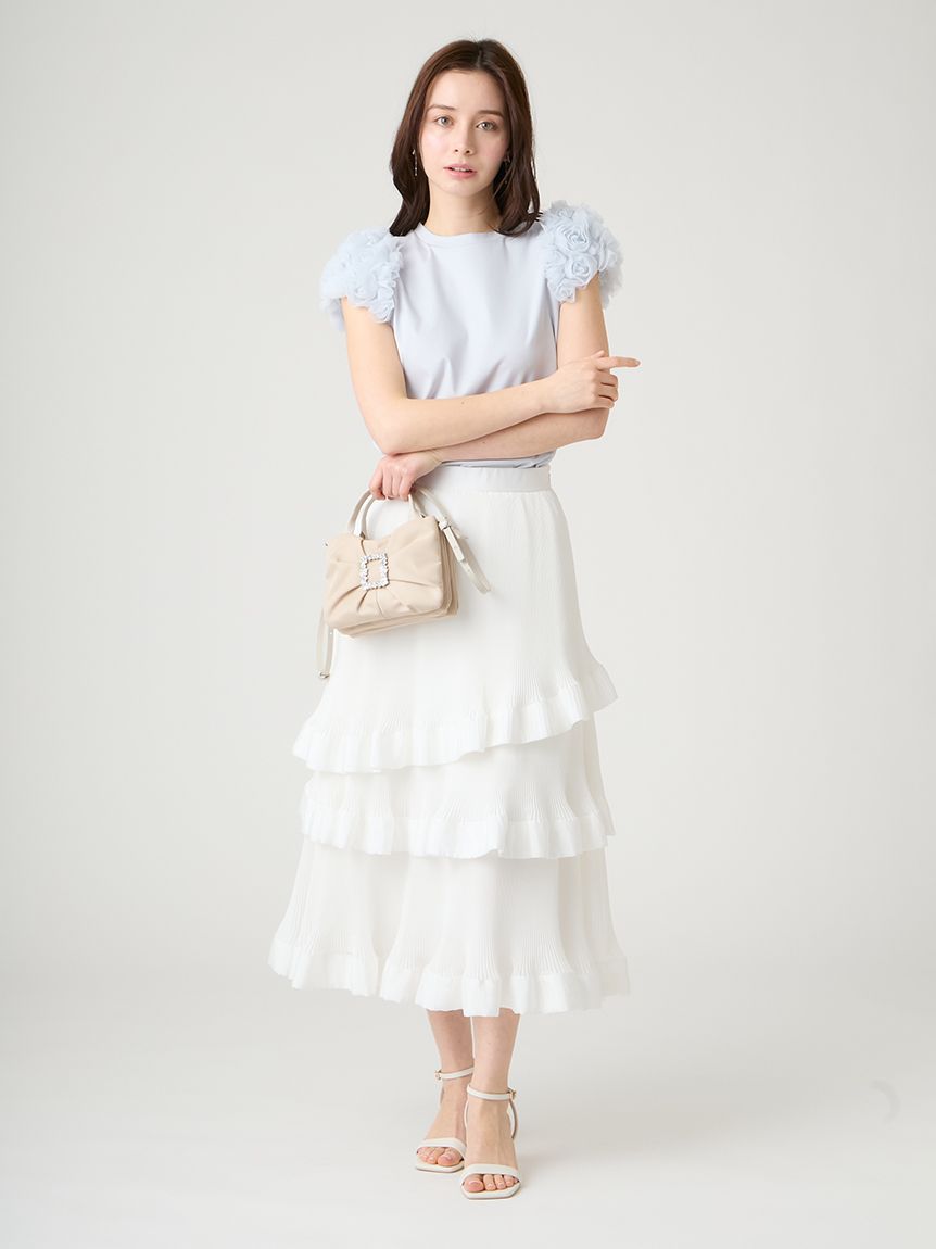 洗える】チュールスリーブカットトップス(カットソー)｜TOPS（トップス