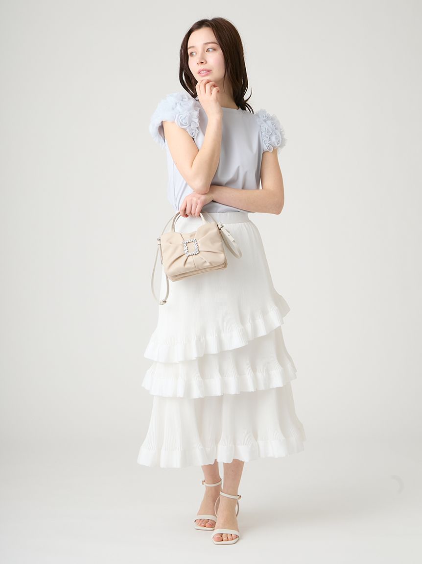 洗える】チュールスリーブカットトップス(カットソー)｜TOPS（トップス