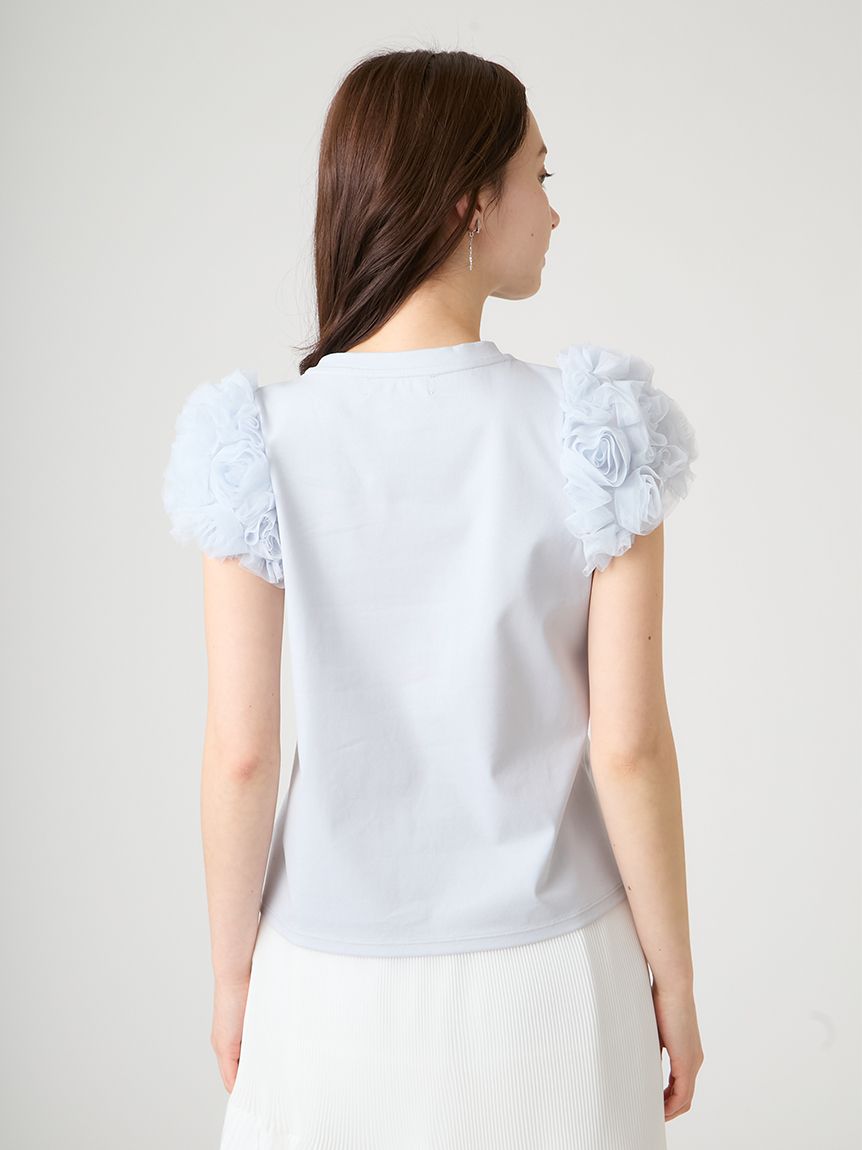 洗える】チュールスリーブカットトップス(カットソー)｜TOPS（トップス