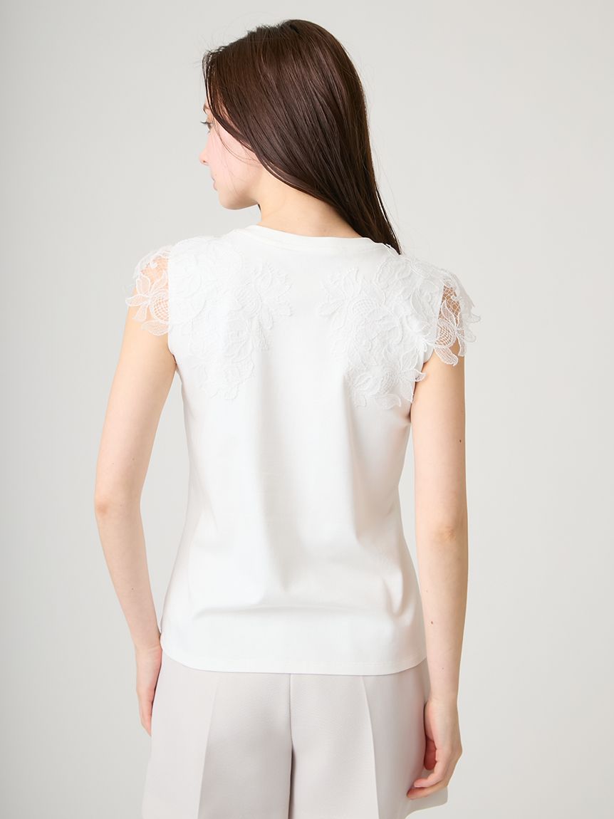 接触冷感】レースショルダーカットソー(カットソー)｜TOPS（トップス