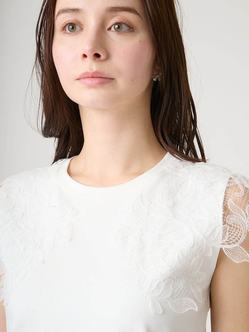 洗える】【接触冷感】レースショルダーカットソー(カットソー)｜TOPS 