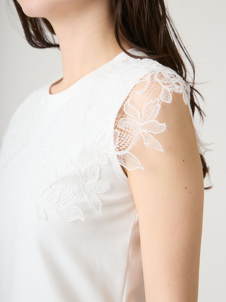 接触冷感】レースショルダーカットソー(カットソー)｜TOPS（トップス