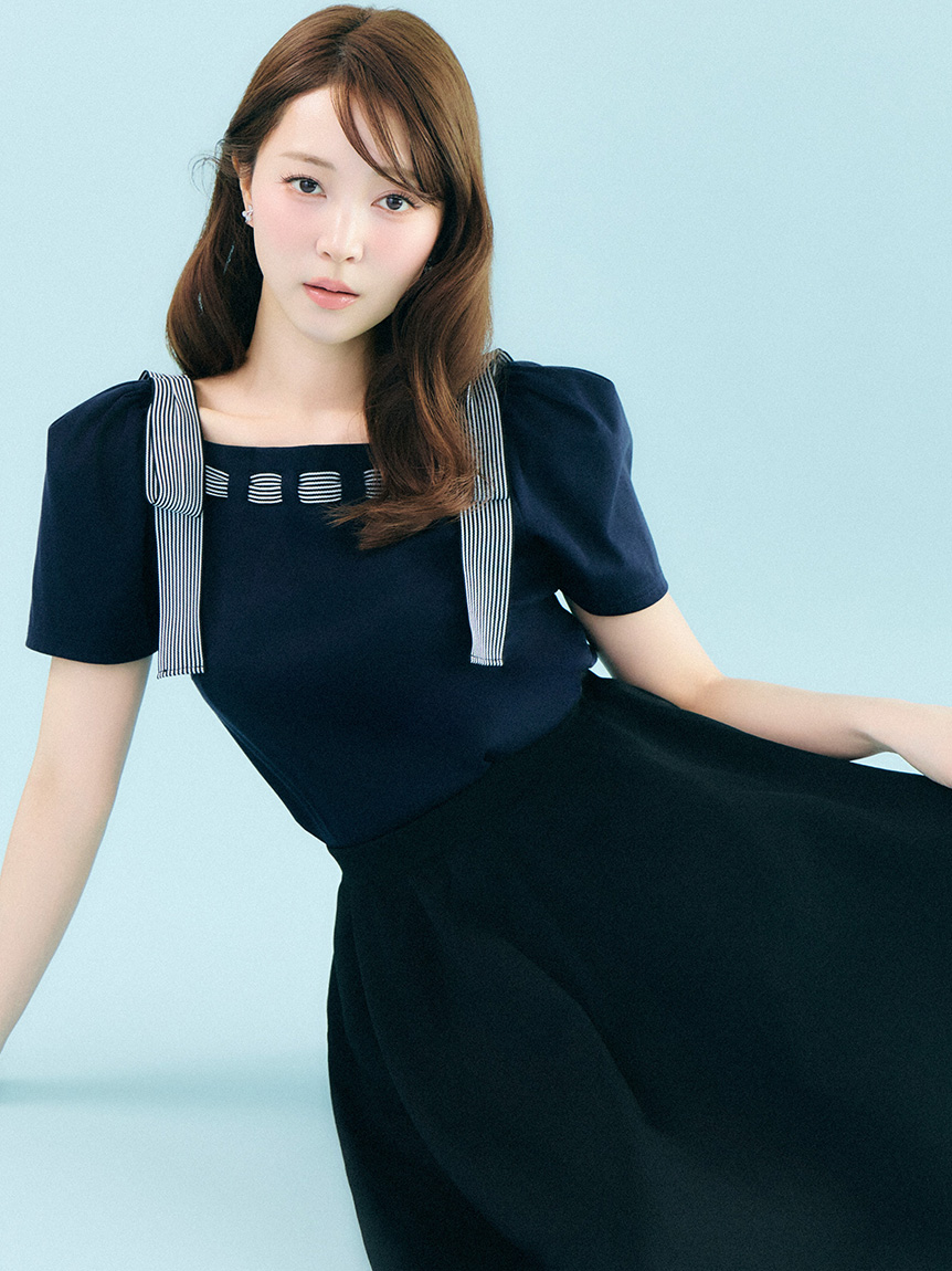 洗える】ショルダーリボンカットソー(カットソー)｜TOPS（トップス
