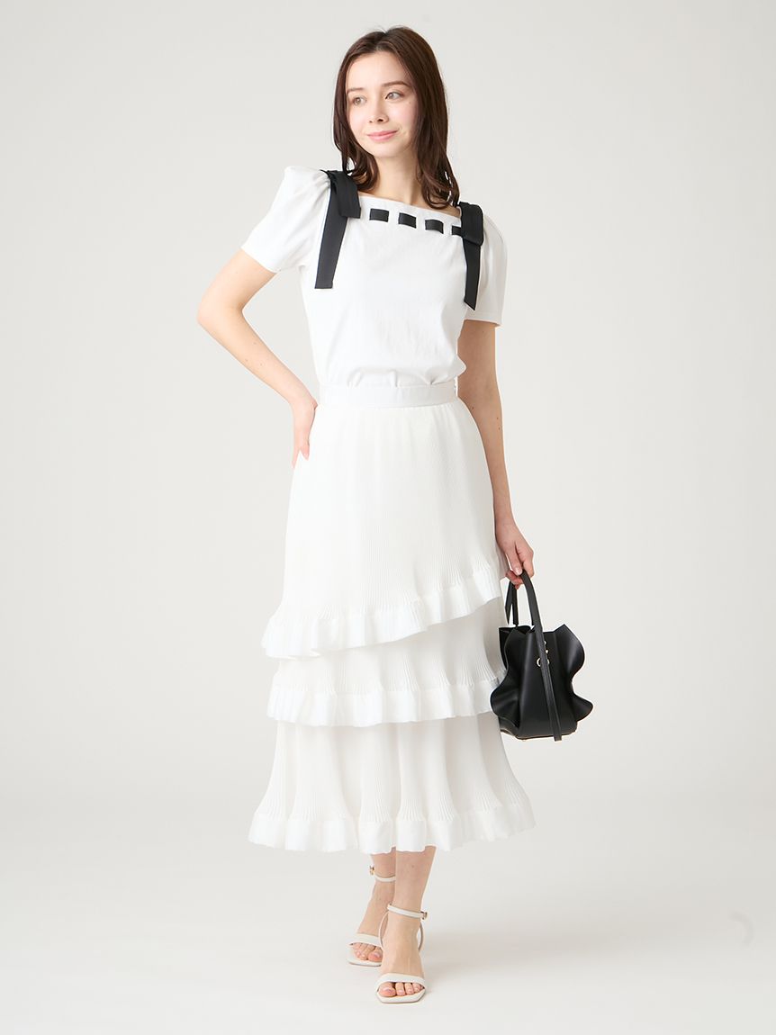 洗える】ショルダーリボンカットソー(カットソー)｜TOPS（トップス
