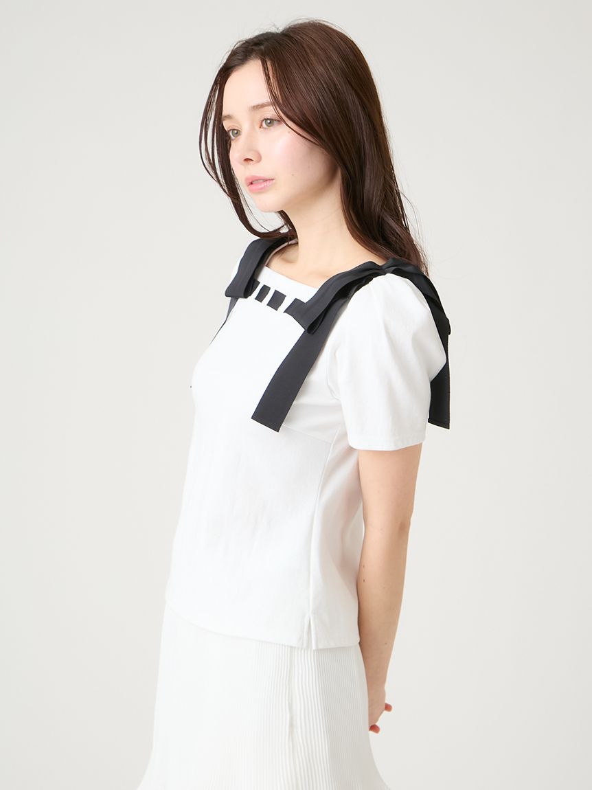 洗える】ショルダーリボンカットソー(カットソー)｜TOPS（トップス