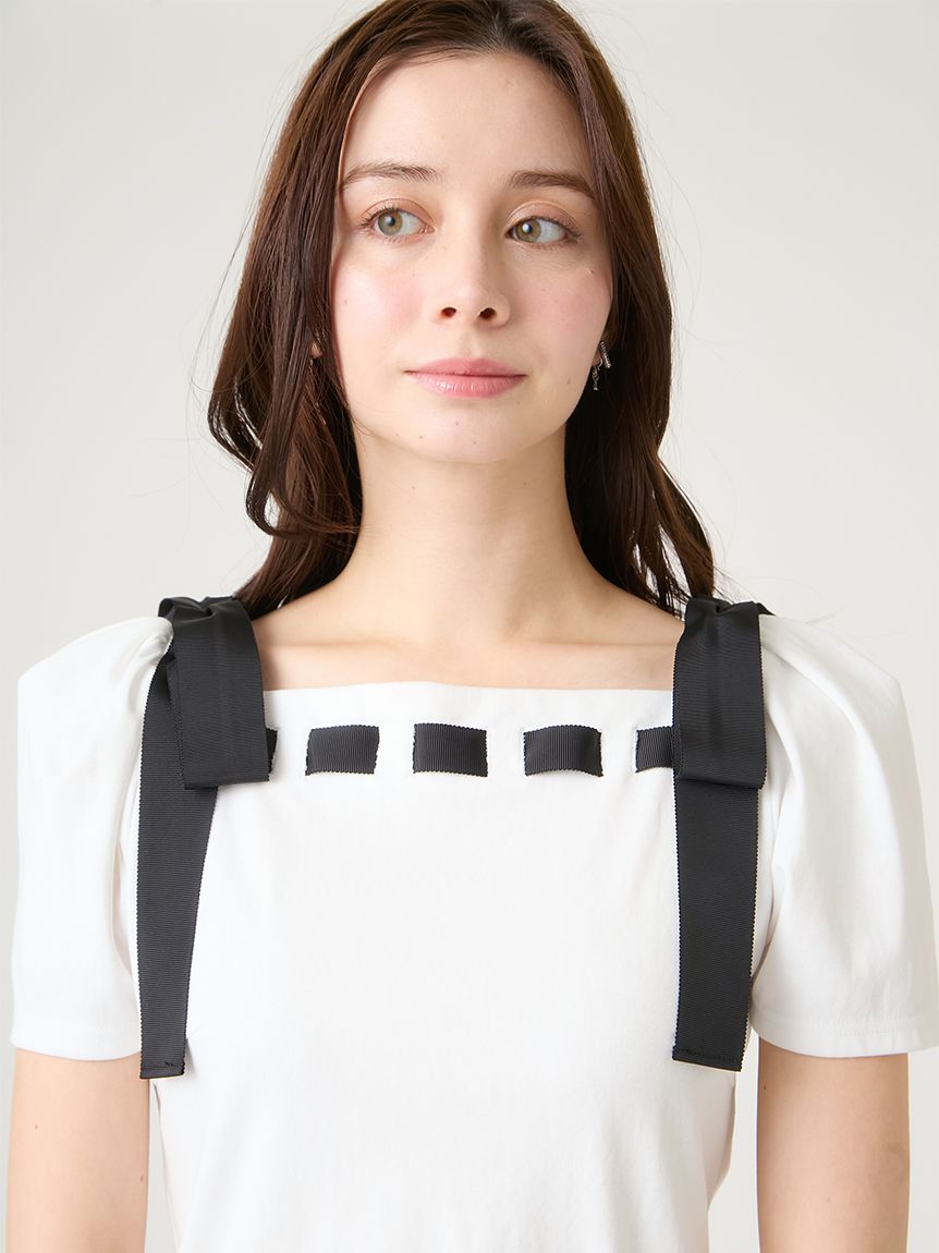 洗える】ショルダーリボンカットソー(カットソー)｜TOPS（トップス