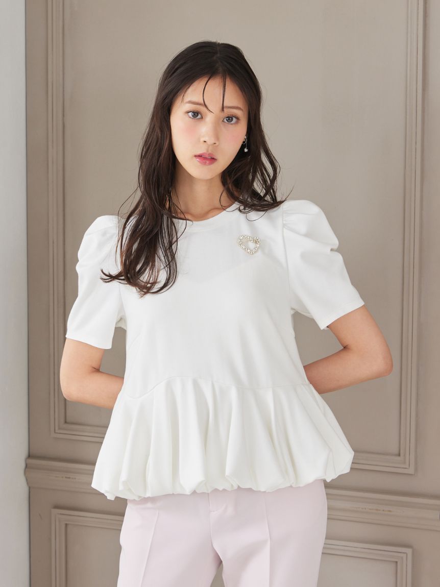 トップス n 洗える】【WEB・一部店舗限定カラー】バルーンヘムアシンメトリー