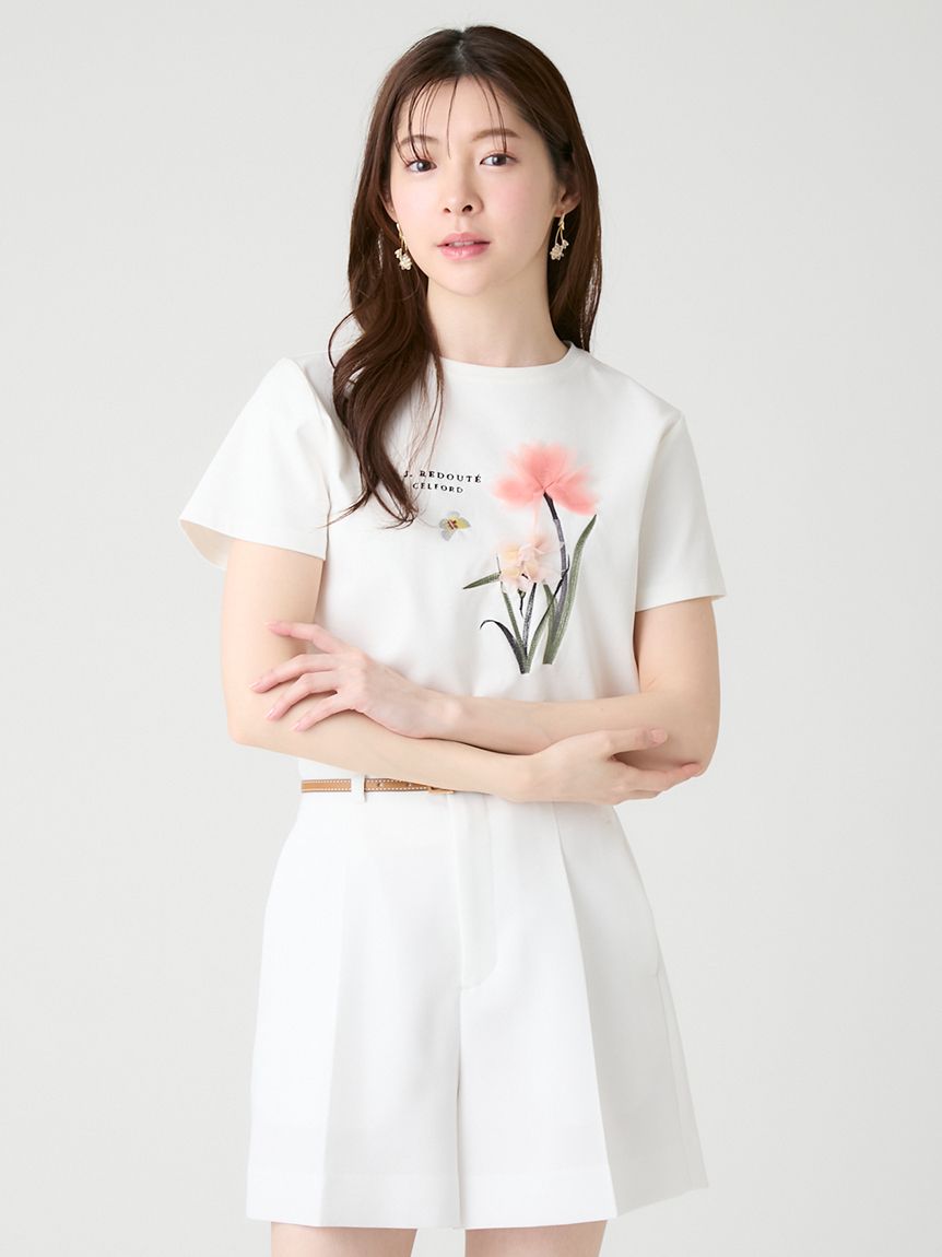 洗える】【CELFORD×P.J. REDOUTEコラボ】 3DモチーフTシャツ