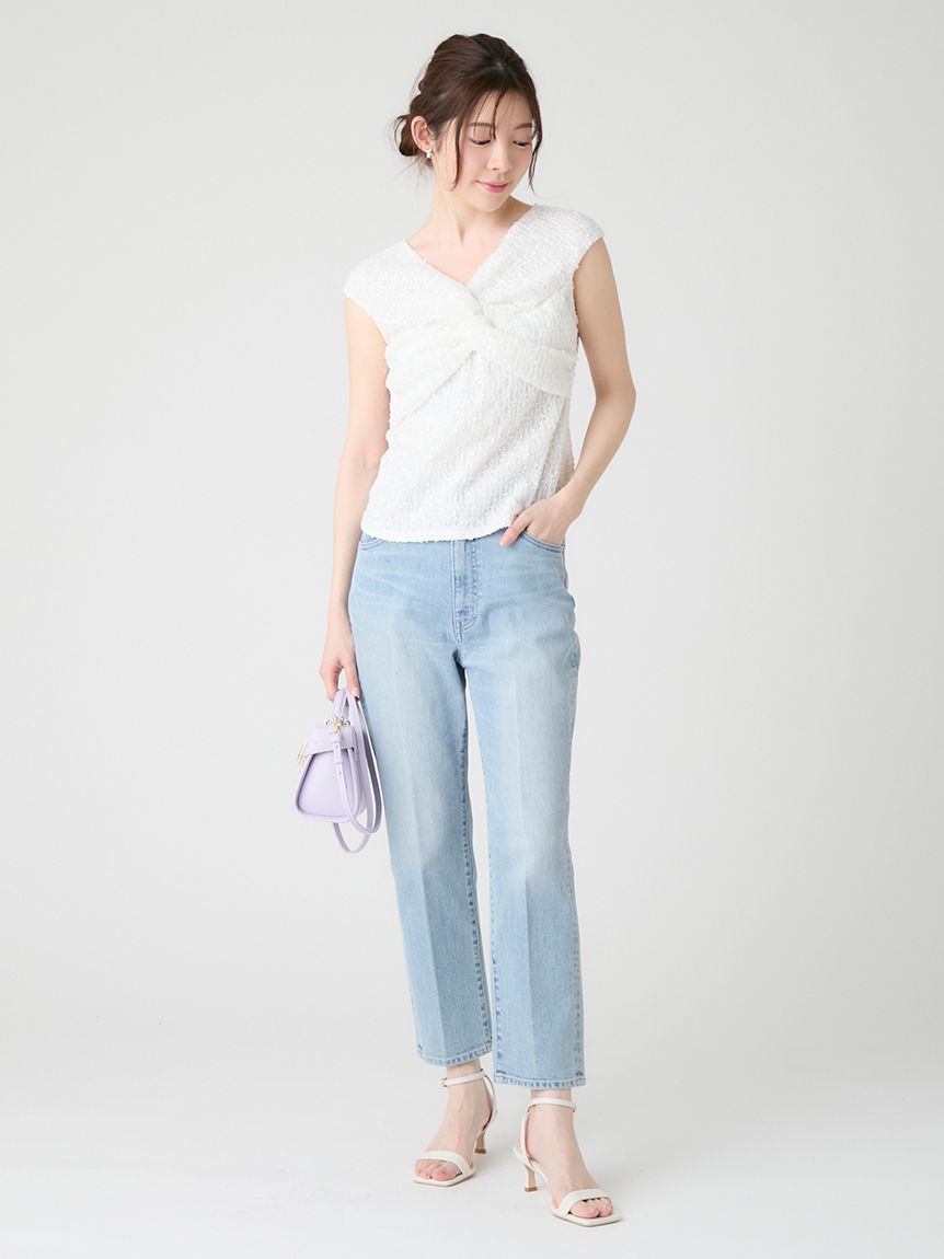 洗える】ツイストオフショルレーストップス(カットソー)｜TOPS