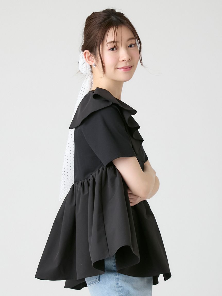 【美品】P イレギュラーフリル ベスト チュニック アシンメトリー アシンメトリーカットチュニック(カットソー)｜TOPS（トップス