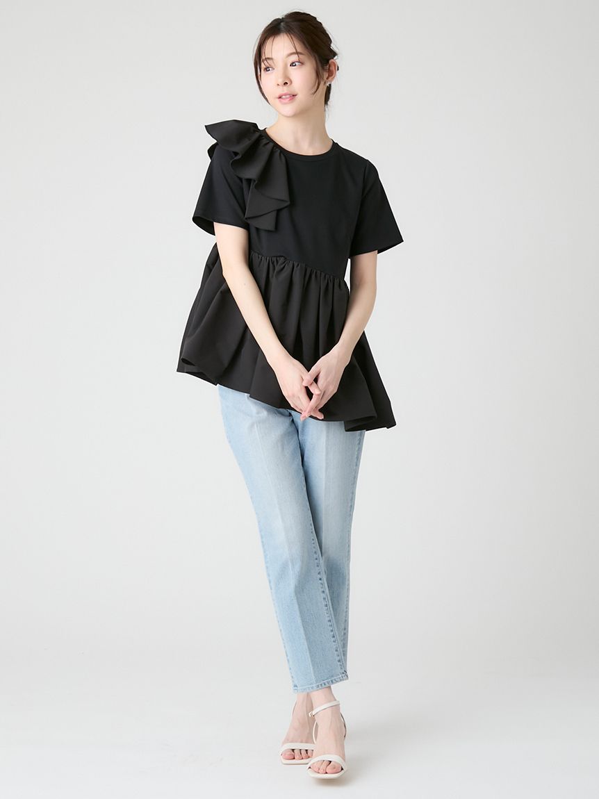 アシンメトリーカットチュニック(カットソー)｜TOPS（トップス