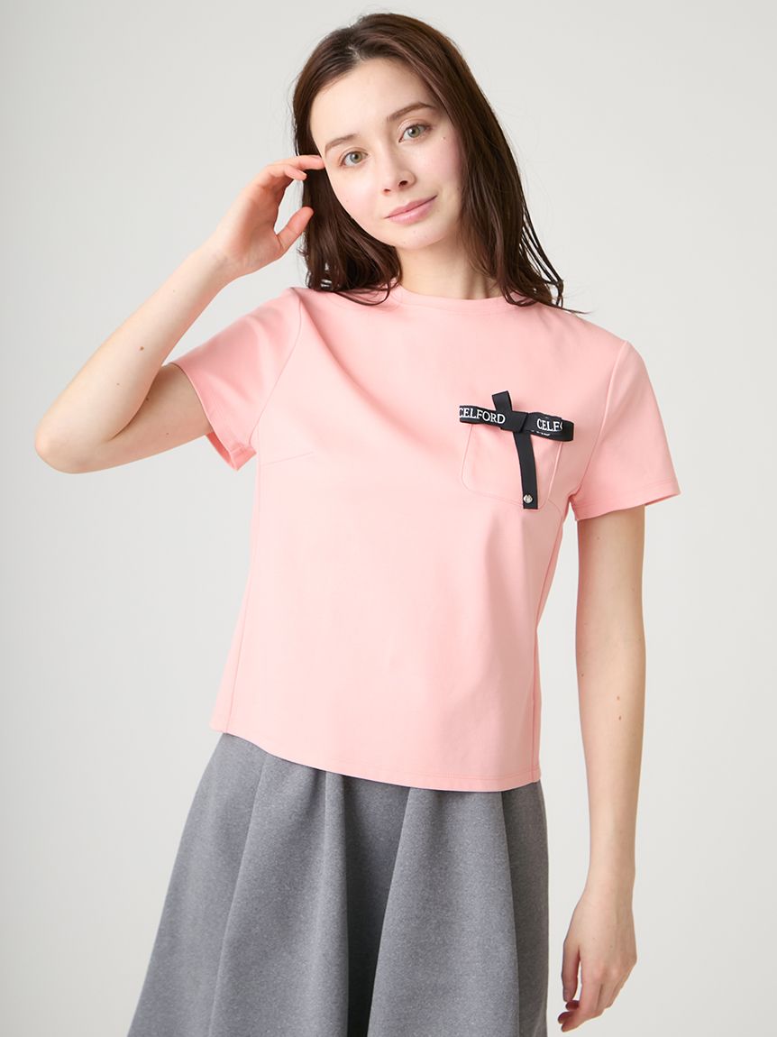洗える】ロゴ刺繍リボン付きカットソー(カットソー)｜TOPS（トップス