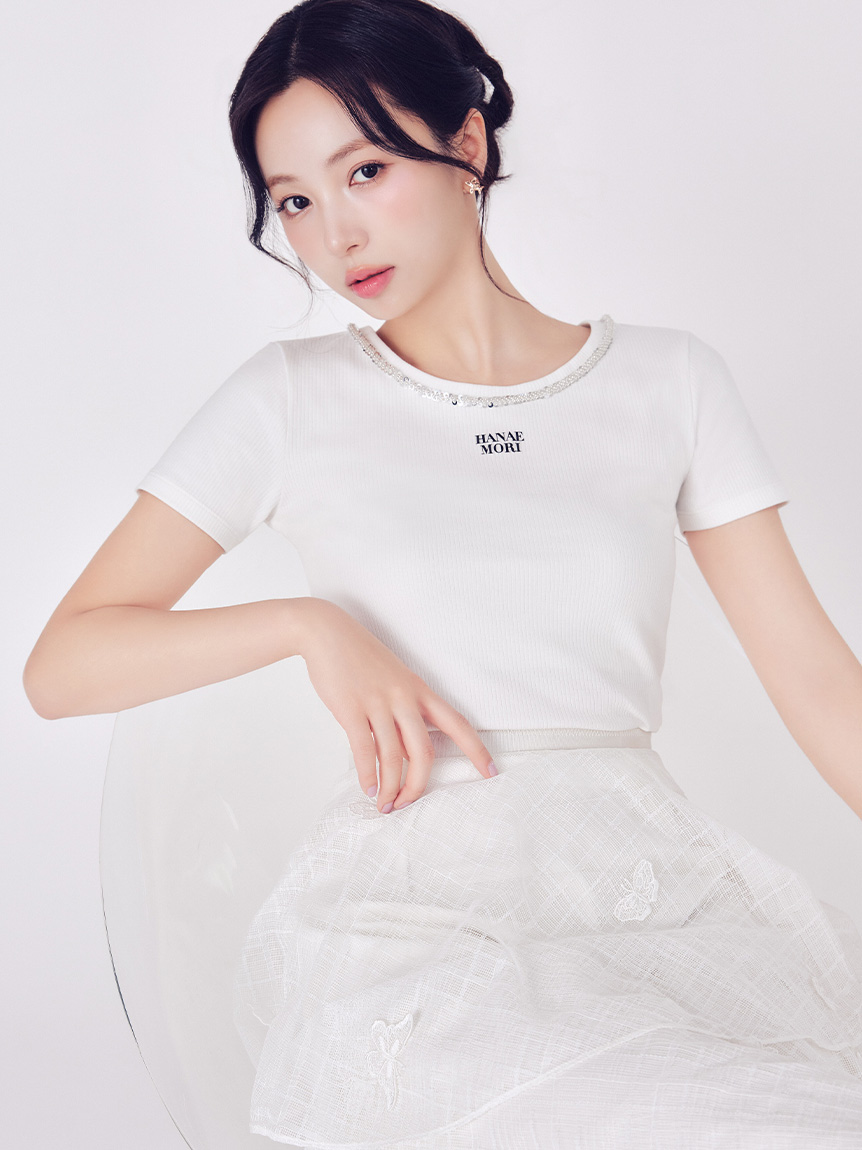 HANAE MORI×CELFORDコラボ】【洗える】ロゴカットトップス(カットソー