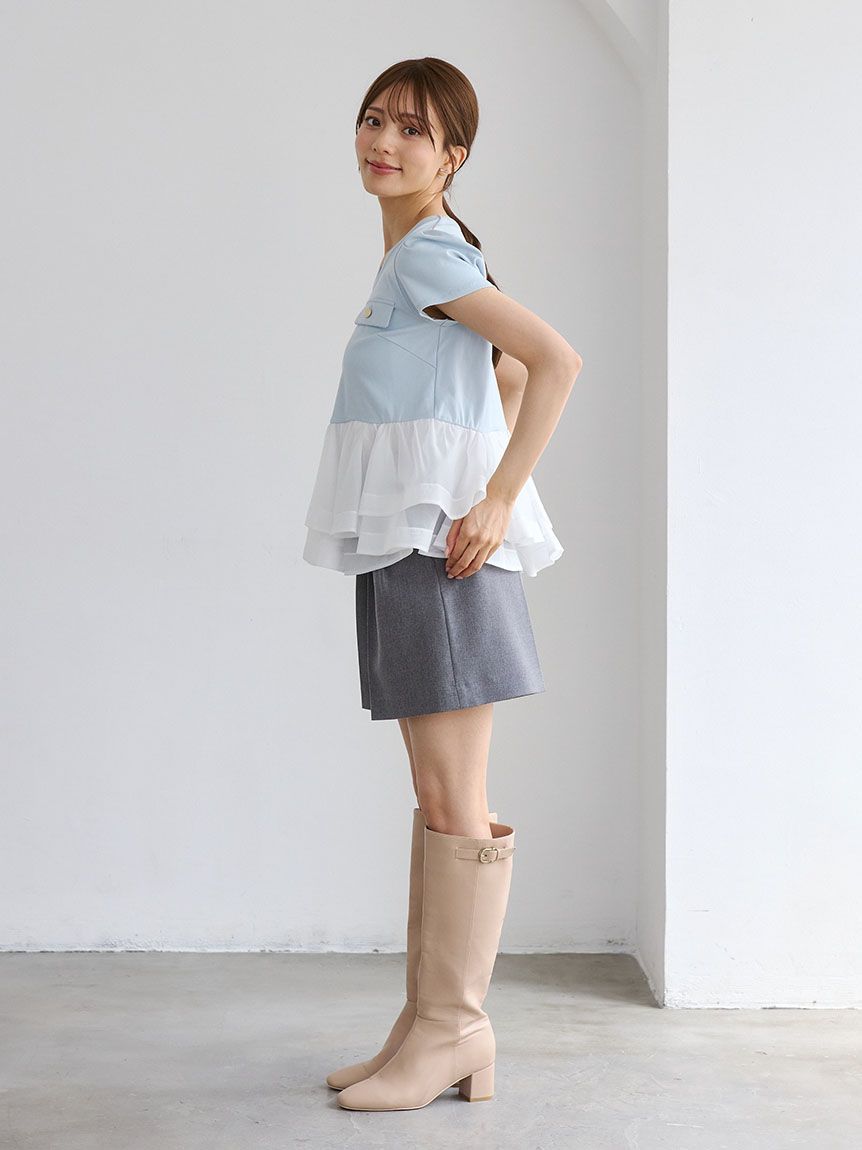 洗える】トリムポケットペプラムTシャツ(Tシャツ・カットソー)｜TOPS