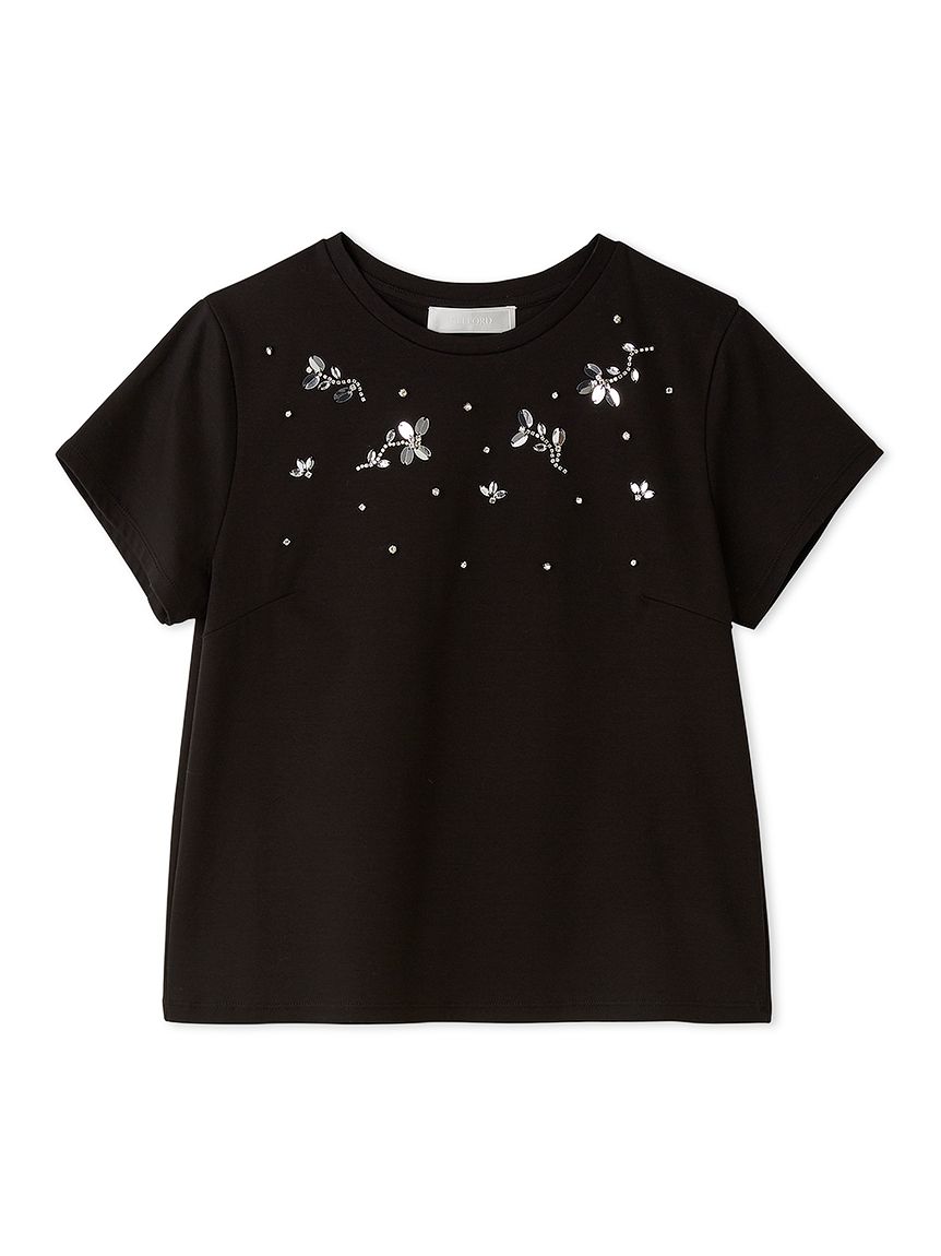 洗える】フラワービジューTシャツ(Tシャツ・カットソー)｜TOPS