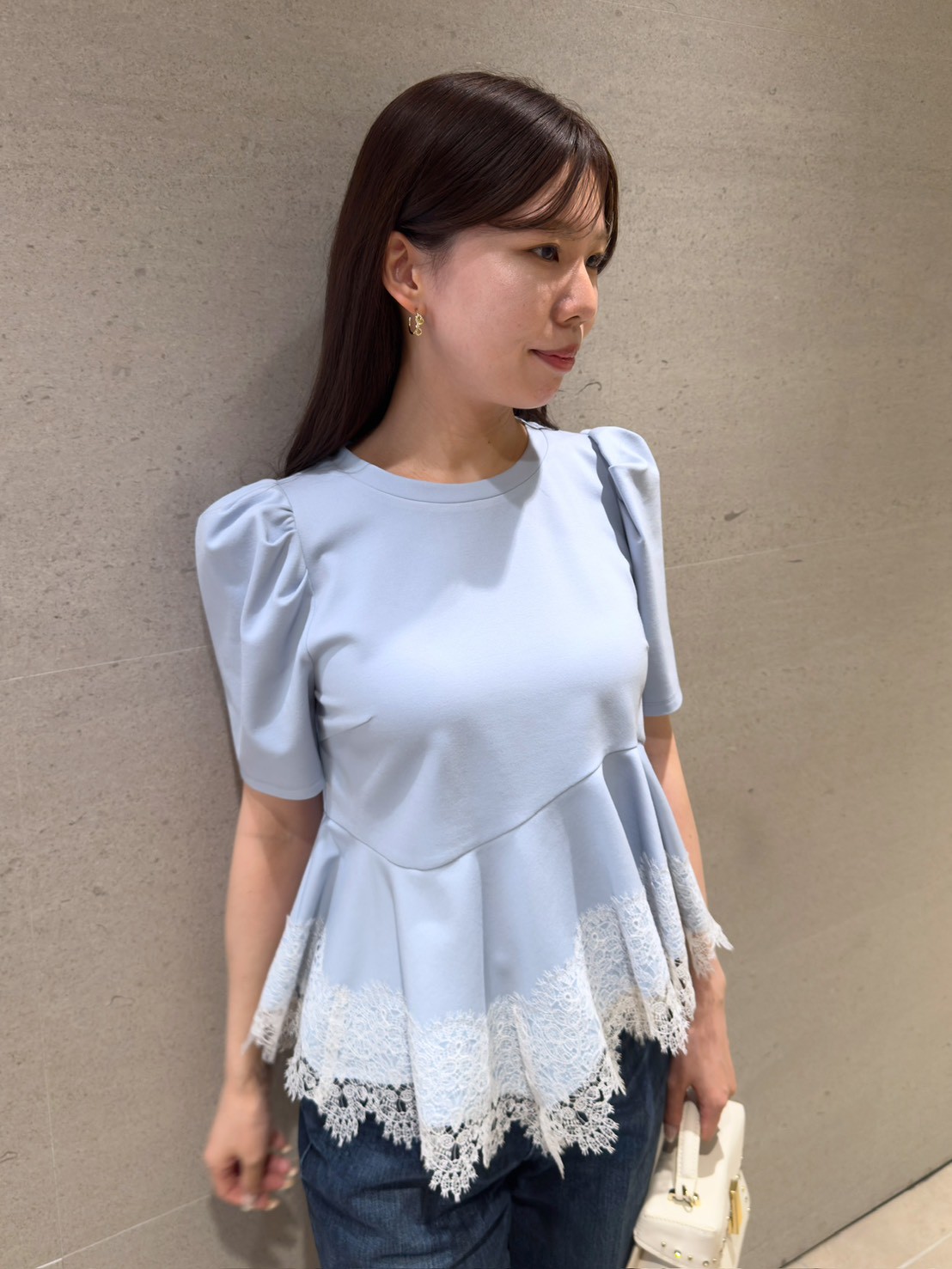 洗える】レーストリムペプラムカットソー(カットソー)｜TOPS（トップス