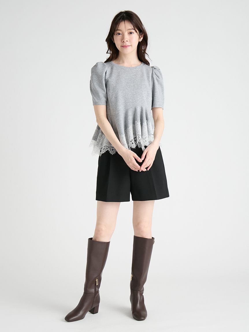 洗える】レーストリムペプラムカットソー(カットソー)｜TOPS（トップス