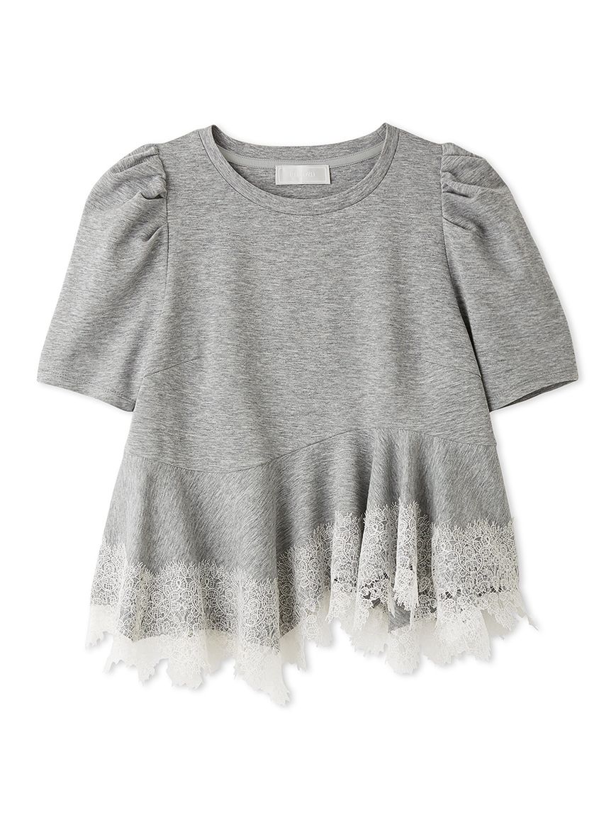 洗える】レーストリムペプラムカットソー(カットソー)｜TOPS（トップス
