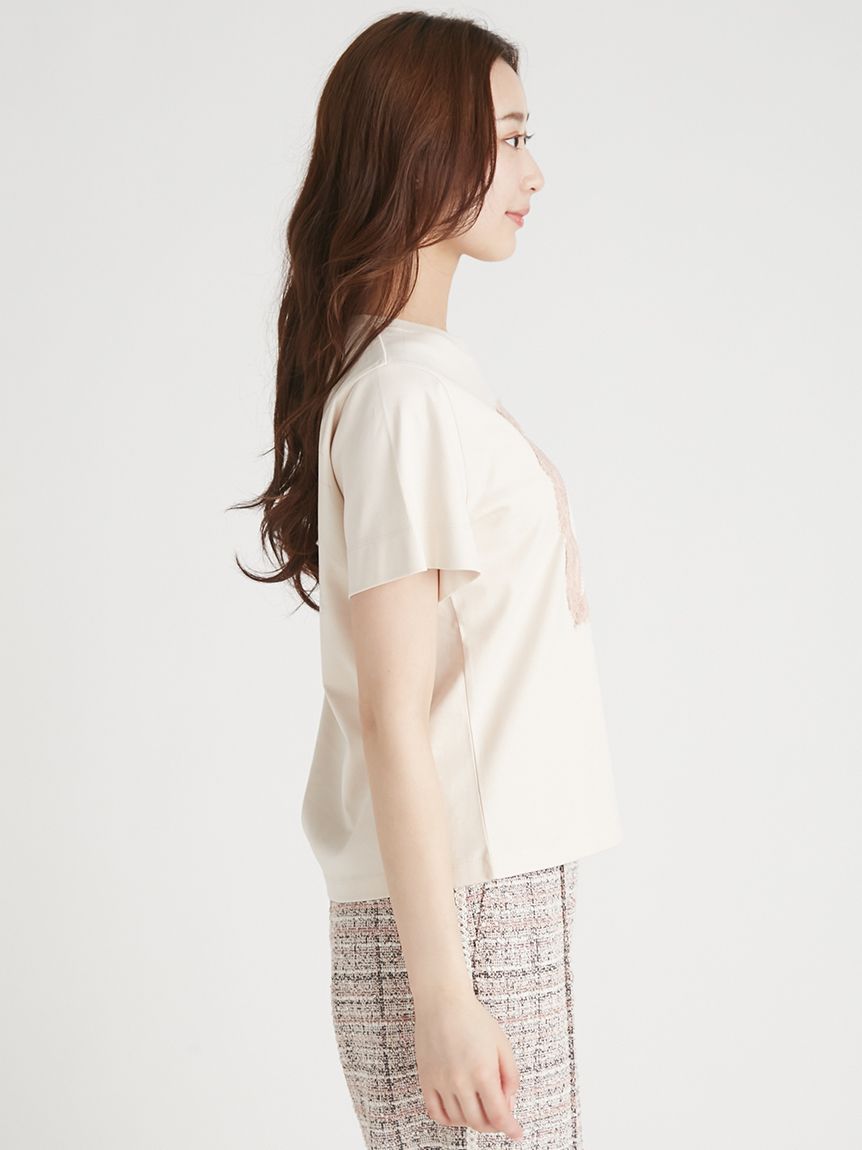 洗える】レースフレームTシャツ(カットソー)｜TOPS（トップス